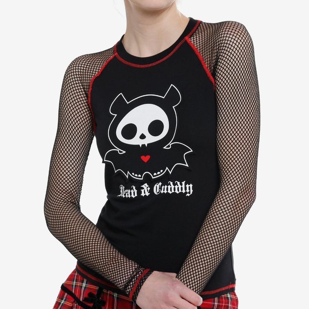 Skelanimals Fishnet Raglan Girls Long-Sleeve Top